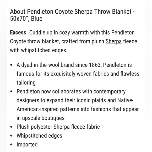 NEW!!  Pendleton Coyote Aztec Sherpa throw blanket - Picture 9 of 12